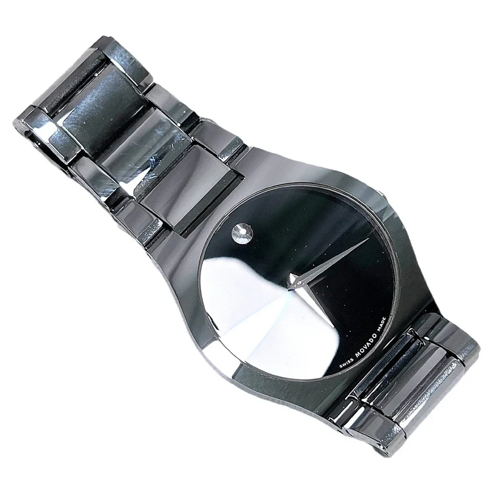 Movado Museum Watch 89 C6 1850 Mens Minimalist Black Tungsten Carbide Swiss
